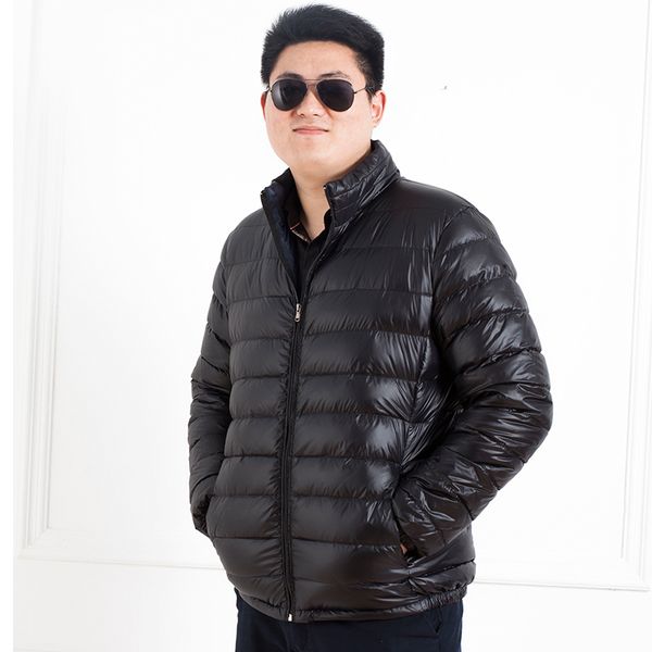 

winter plus size men's clothing fat thickening thermal stand collar short design warm outerwear thin coat m-7xl 150kg, Black