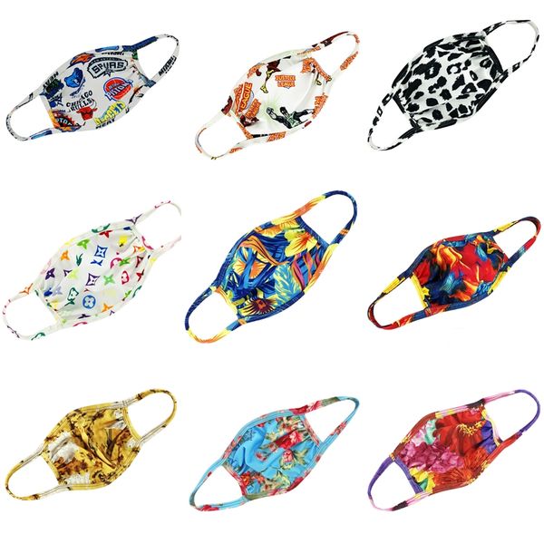 

designer printed face mask mouth face mask pm2.5 dustproof anti-l washable reusable ice silk cotton masks #969, Black