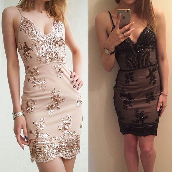 

arrivals fashion women short slim mini lace dress party evening bodycon club sleeveless deep v neck dress, Black;gray