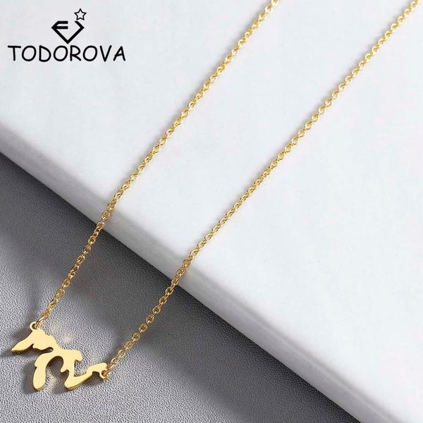 

todorova great lake michigan state necklace lakes home pendant necklace illinois gift lakes erie huron superior michigan ontario, Silver