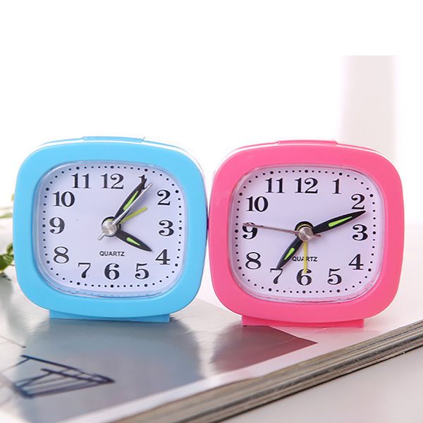 

square small bed compact travel quartz beep alarm clock cute portable desk clock bedroom night light#yl