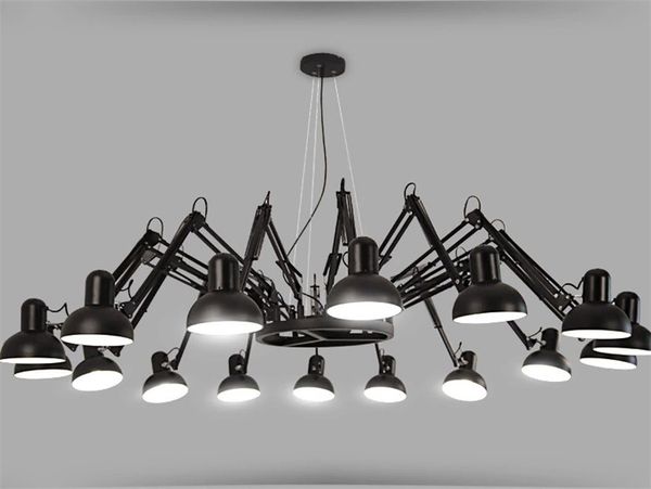 

black spider chandelier lighting retractable arm retro industrial lamp creative office clothing shop bar pendent lighting