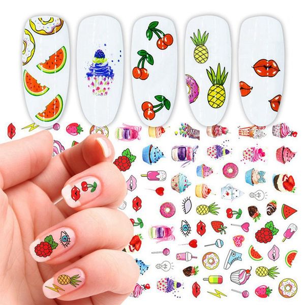 

super thin self adhesive 3d nail art nail slider sticker peacock urban girl paris x-ray flower petals dessert cake, Black