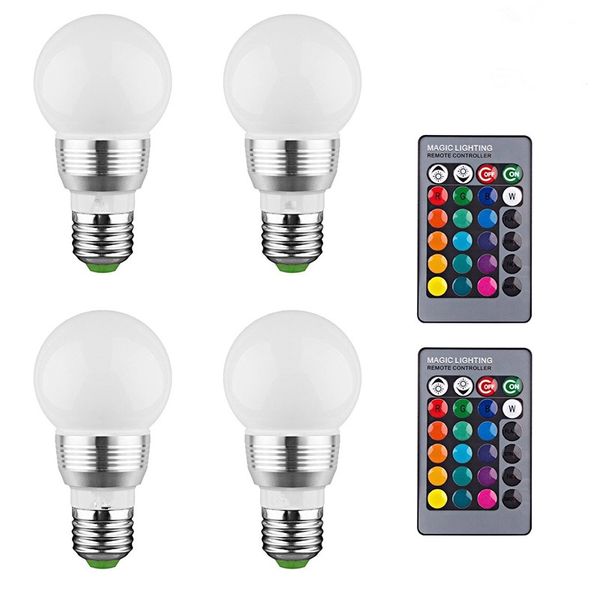 Bulbo de luzes em mudança da cor do bulbo do diodo emissor de luz de KWB com controle remoto (4-Pack) 16 escolhas diferentes da cor