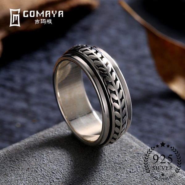 

gomaya vintage street dance rock punk cocktail rings cool gothic 925 sterling silver party jewelry for women and men, Golden;silver