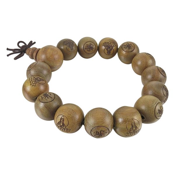 

14mm wood bracelet link wrist tibetan buddhist green sandalwood beads prayer mala chinese knot elastic men,women, Golden;silver