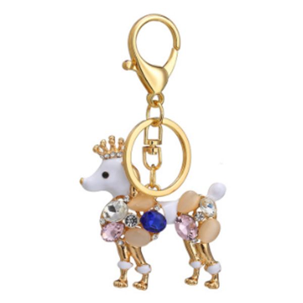 

rhinestone poodle dog keyrings keychains metal keyfobs chain fashion accessories gift for girls, Silver