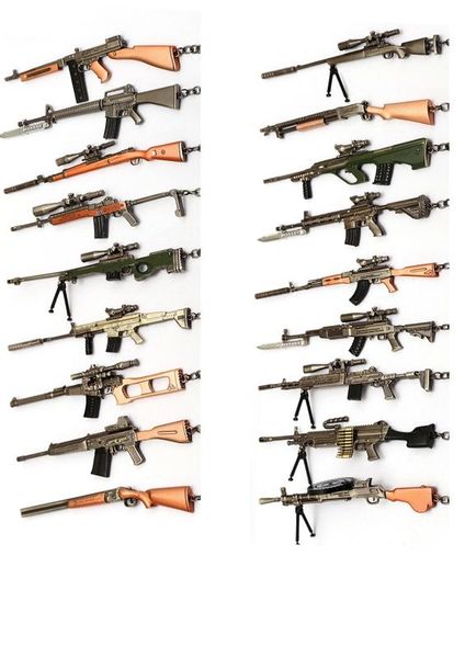 

new playerunknown's battlegrounds keychain pubg 17cm gun model key chain ring holder portachiavi porte clef men jewelry souvenir, Silver