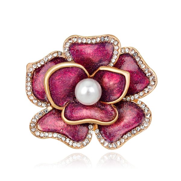 

retro fashion ladies jewelry korean drop flower brooch alloy diamond plated brooch, Gray