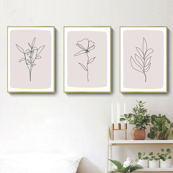 

plant flowers sketch canvas prints line art poster minimalist wall art painting botanical scandinavian wall pictures home decor