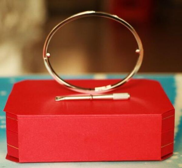 

new steel bracelets silver rose gold bangles women men bracelet with box as gift 8687, Black