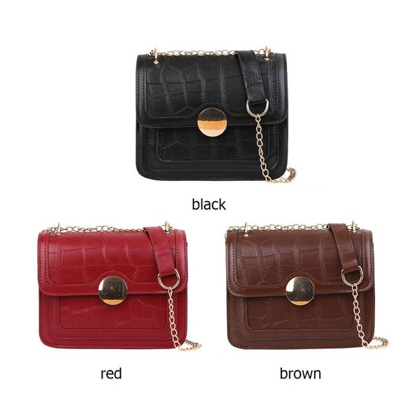 

vintage stone pattern shoulder messenger bag women pu leather solid color retro ladies chain small casual crossbody handbags