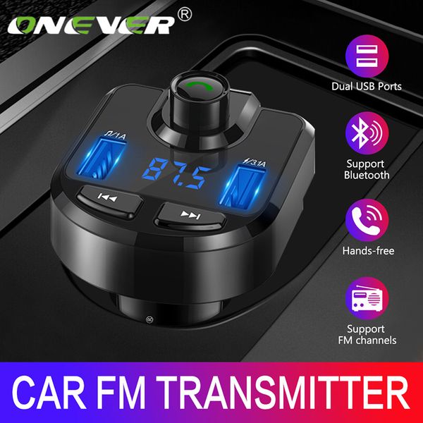 

onever wireless bluetooth fm transmitter mp3 player hands-calling disk car 5v /3.1a dual usb charger fm modulato for phone
