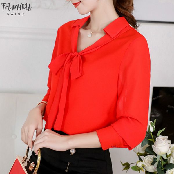 

spring autumn 2020 women white shirt long sleeve shirts korean bow women streetwear slim chiffon blouse elegant ladies