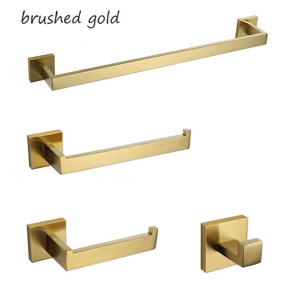 

black & brushed gold & chrome towel bar towel ring toilet paper hold robe hook bathroom accessories bathroom hardware 4 pcs set