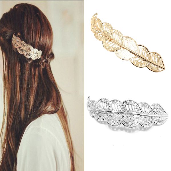 

new wedding silver gold metal leaf shape hair clip barrettes leaves hair pins barrette headpiece bridal accessories, Golden;white