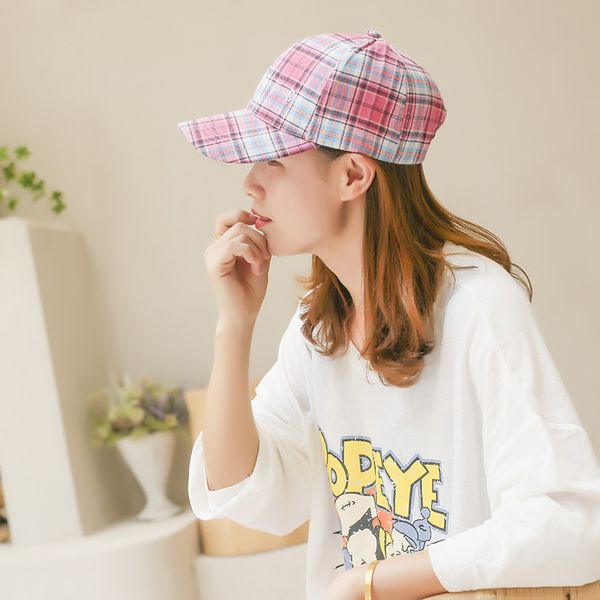 

2019 new women men hats adjustable classical lattice all-matching baseball cap for male female, Blue;gray