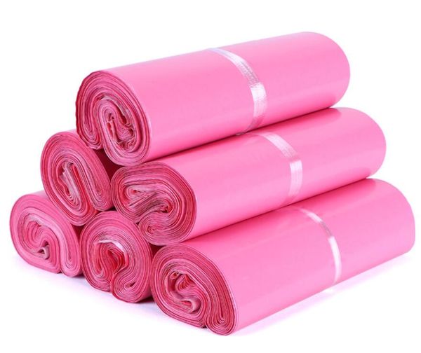 

100шт / серия pink poly mailer 17 * 30см экспресс сумка почта мешки конверт / самоклеющиеся печать пластиковые пакеты мешочке свободный кора