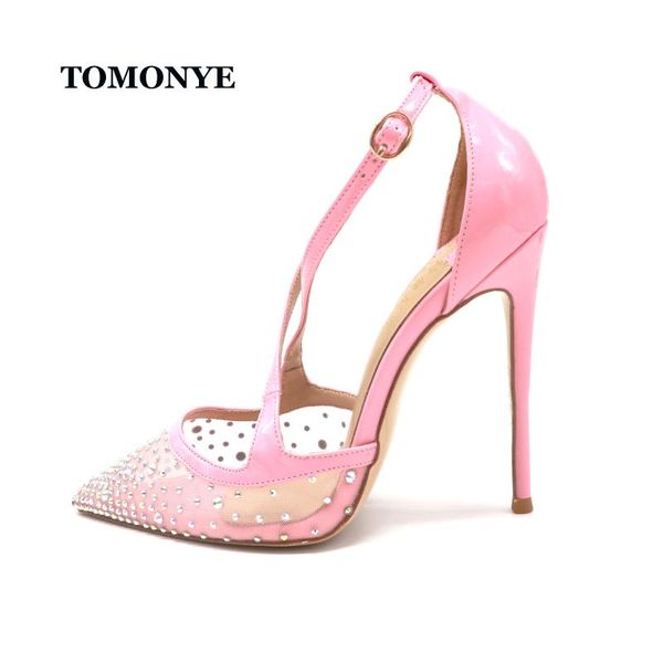 

dress shoes 2021 baby pink patent with crystal stone mesh gauze cross ankle straps girl lady women 120mm high heel summer, Black