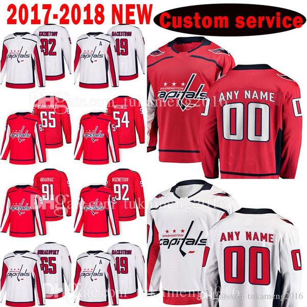 

mens washington capitals custom new 92 evgeny kuznetsov 19 nicklas backstrom jersey 65 andre burakovsky 54 mason mitchell graovac jerseys, Black;red