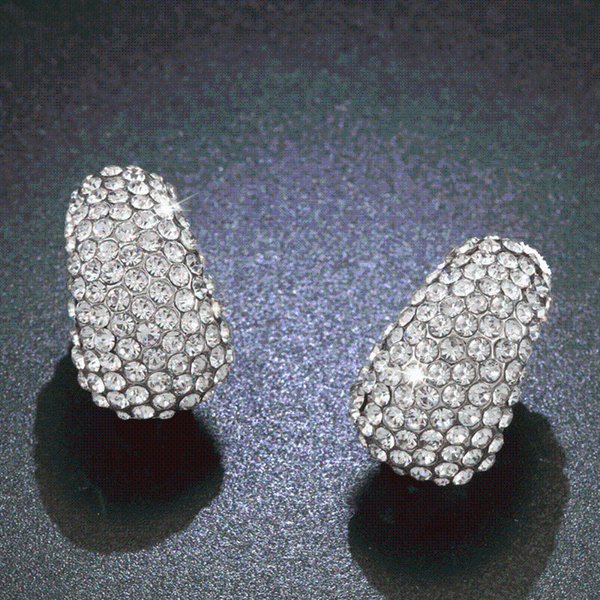 

clip-on & screw back fashion silver earrings clip ladies no puncture required rhinestone bride wedding gold crystal ers-h11