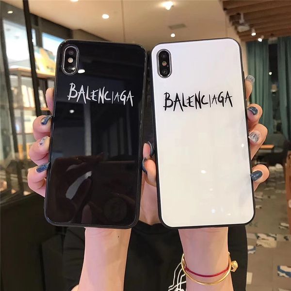 

one piece luxury phone case for iphone 6s 7 8p x xs fashion art font english with glass designer phone case back cover