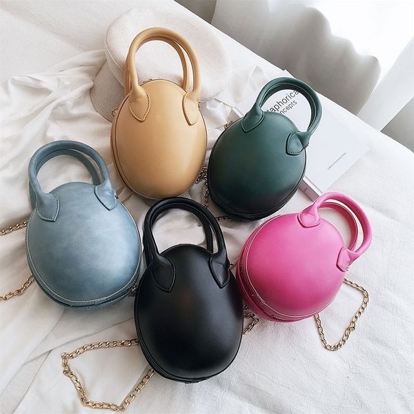 

cute egg shape female tote bags 2019 new 5colors chains purses evening bags bolsos mujer small round shoulder handbags