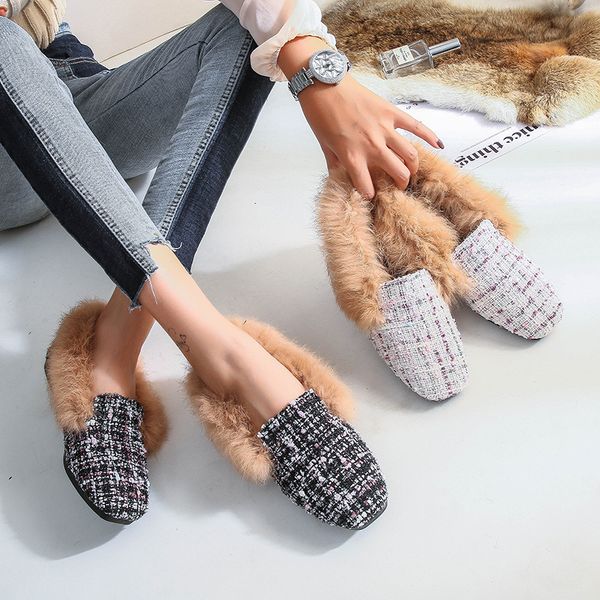 

leopard shoes large size women female footwear loafers fur all-match autumn slip-on round toe casual sneaker boat big size, Black