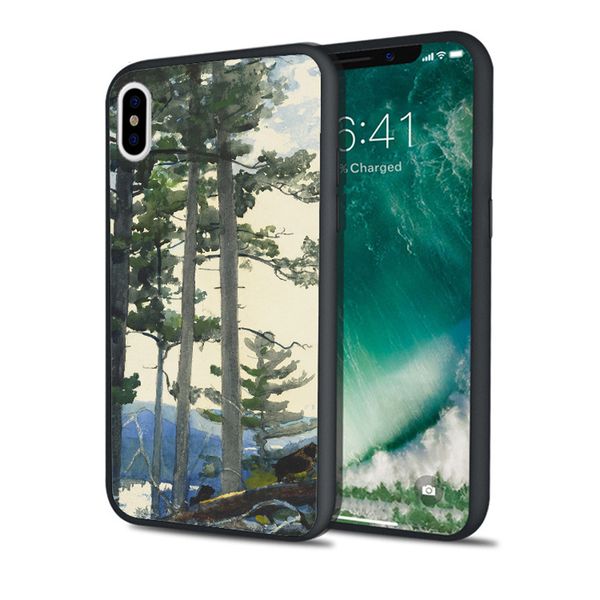 

coque watercolor hill trees phone case for iphone 11 pro xs max xr 8 7 6s plus 5s se 5 case soft silicone cover.