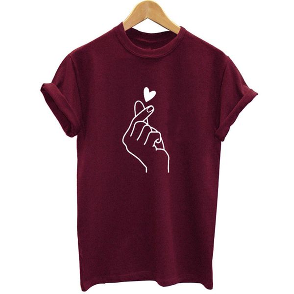 

new arrival women t shirt graphic love hand funny summer tee shirt femme hipster tshirt, White