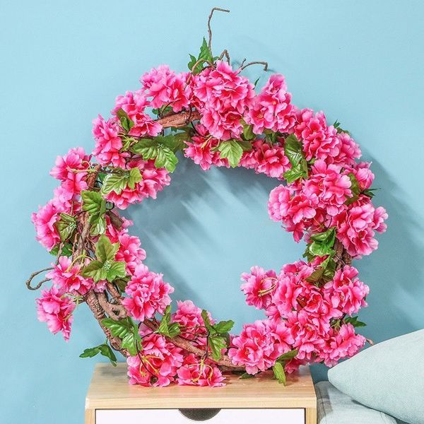 

2.2 meters sakura cherry rattan wedding arch decor vine artificial flowers home party decor silk ivy wall hanging garland wreath