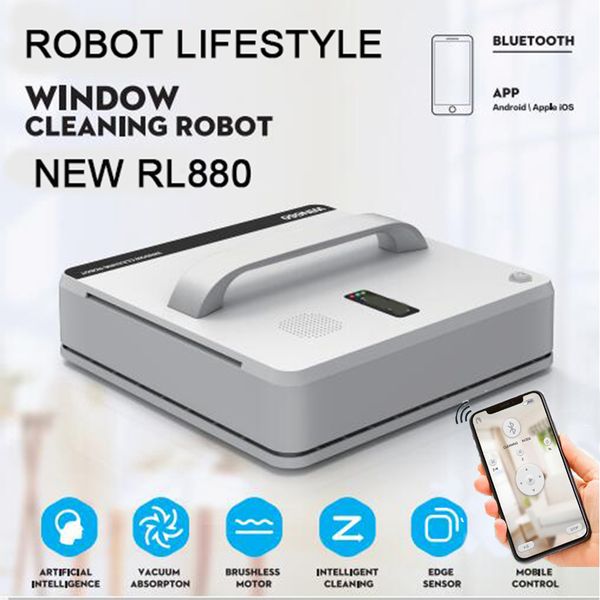 

rl880 automatic window cleaning robot,intelligent washer,remote control,anti fall ups algorithm glass vacuum cleaner tool
