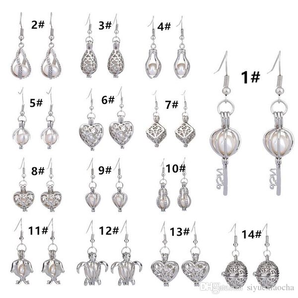 

earring with 18kgp cage lockets and nature fresh water pearl pendant, hollowed-out, many styles, hign quality and ing, Golden