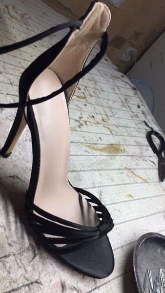 

2019 new fashion sandals peep toes gladiator silk riband strap stiletto heel chic sandals high heels women party shoes ladies summer, Black