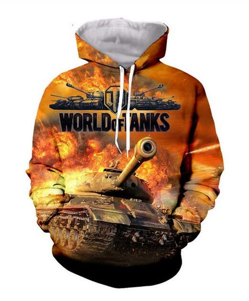 

wholesale-new fashion cool sweatshirt hoodies 3d print mens womens casual world of tanks style streetwear clothes k0268, Black