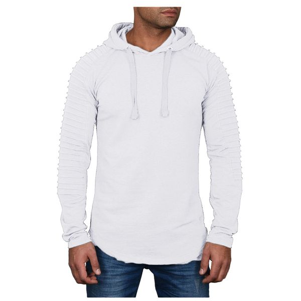 

fashion men's autumn winter pleats slim fit raglan long sleeve hoodie blouse casual fashion comfortable and soft daily, Black