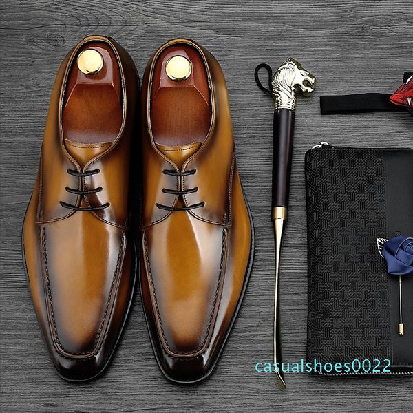 

mycolen 2018 luxury fashion men shoes minimalist design casual derby shoes for men pointed toe dress wedding c22, Black