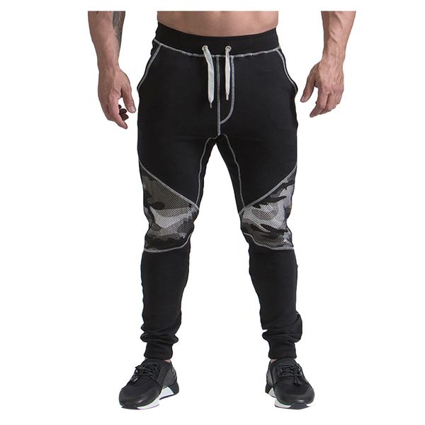 

men's casual print loose patchwork sweatpant cargo pants sports trousers male streetwear pantalones hombre joggers plus size, Black