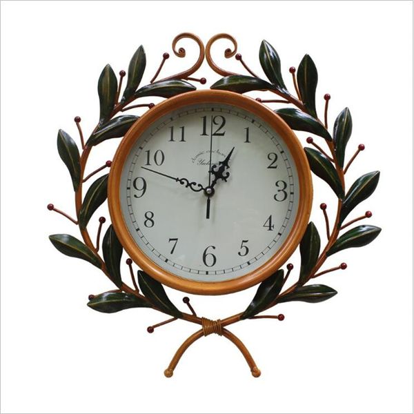 

art clock shabby olive branch wall clock living room silent clocks creative decoration wrought iron european retro wall