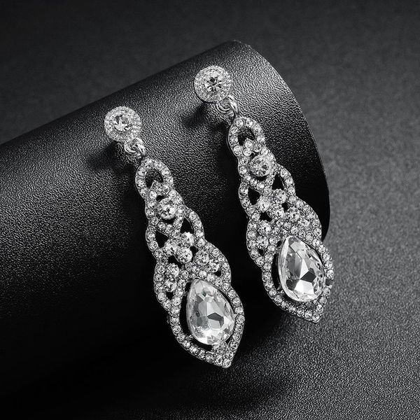 

серебро синих оборванные серьги для женщин 2019 bridal падения серьга свадьбы невесты bridesmaids, Silver