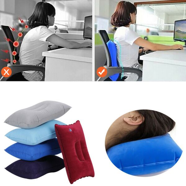 

inflatable air travel pillow airplane neck head chin cushion office nap rest pillow sleeping lightweight for airplane car train