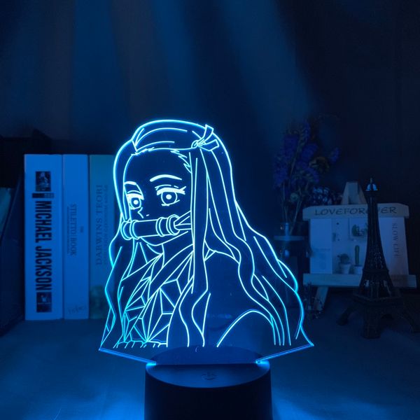 

kimetsu no yaiba nezuko kamado figure led night light for bedroom decor nightlight kids child table 3d lamp demon slayer gift