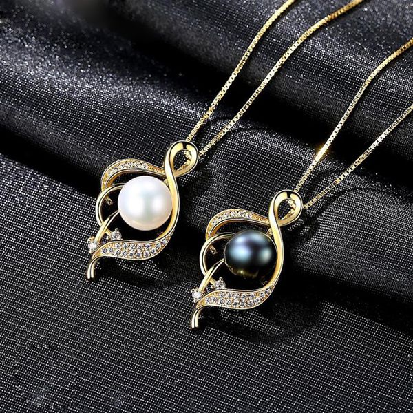 

meibapj]real freshwater pearl simple personality gold pendant necklace 925 solid silver pendant fine jewelry for women