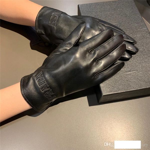 

2019 winter luxuries designers men womens brand genuine leather gloves fashion handschuhe sheepskin gants guantes p01, Blue;gray