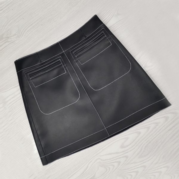 

2019 new fashion genuine real sheep leather skirt j28, Black