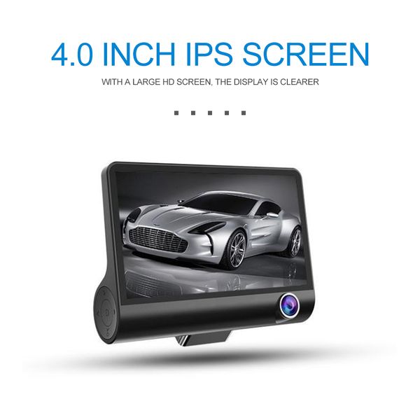 

car dvr 4 inch hd display three lens recording hd night vision rear view reversing image waterproof with led lights