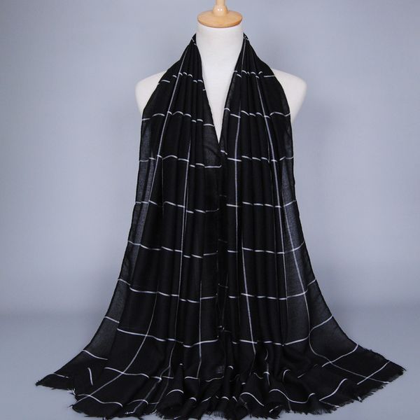 

2019 ladies fashion voile plaid shawl scarf women soft long wrap scarves oversize wraps hijabs muslim sjaal