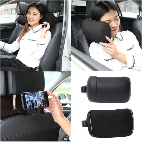 

car neck pillow foldable headrest with hook phone bracket memory cotton waist cushion rotat sleeping side pillow car accessories