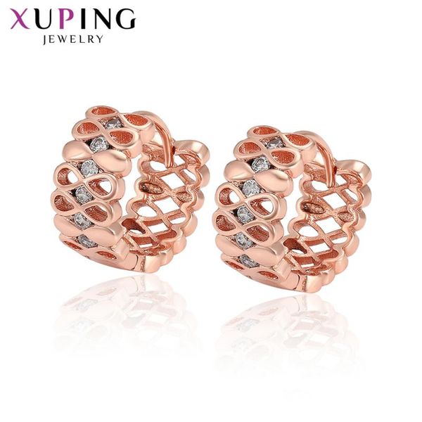 

hoop & huggie xuping trendy exquisite earrings graduation gift party style gold color plated lovely jewelry s196.6-98717, Golden;silver