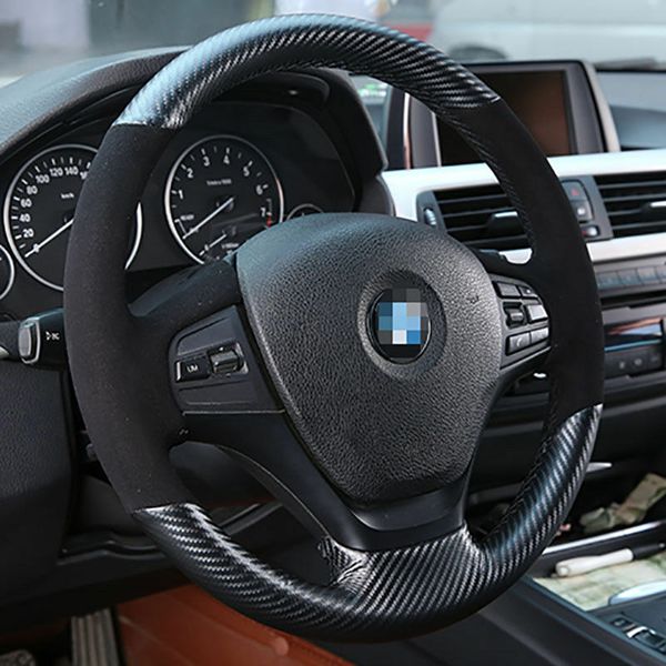 

hand sewing leather carbon fiber steering wheel cover for bmw 320d f20